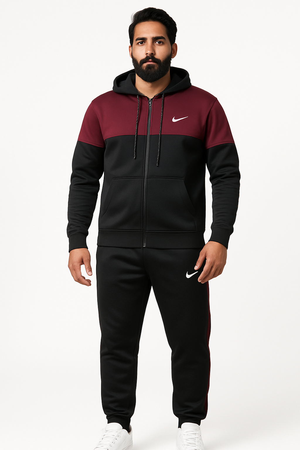 Street Style Maroon Fleece-Tracksuit