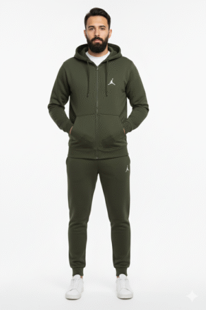 Zipper Hoodie & Trouser | Solid Olive