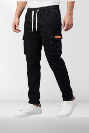 Black Denim Cargo | Stone Wash